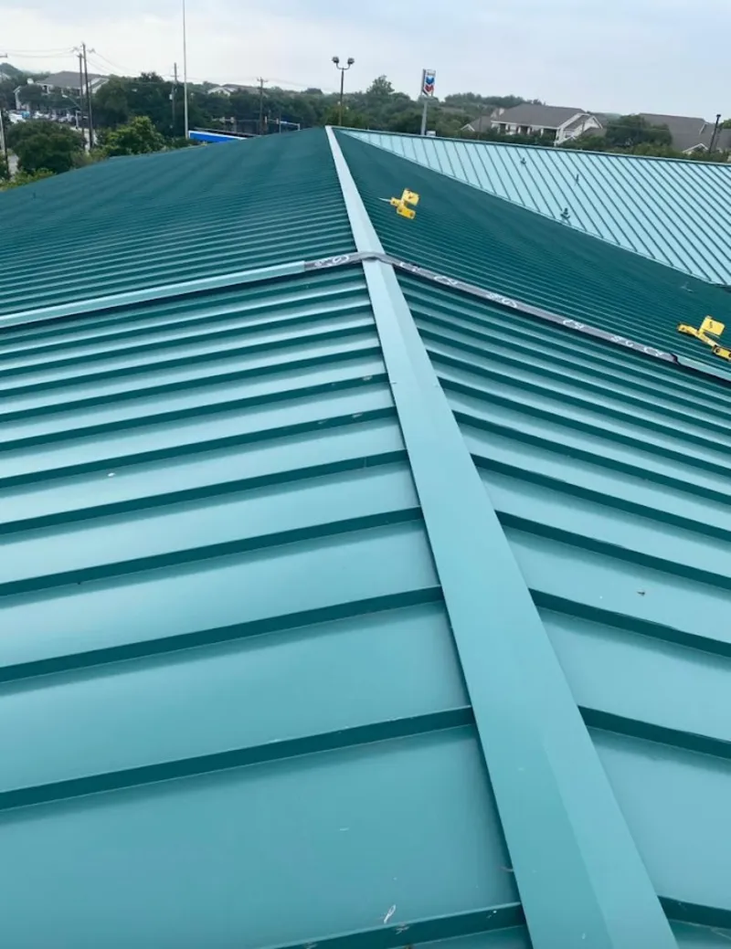 Green commercial metal roof ridge and valley for Metal Roof Repair in Camillus